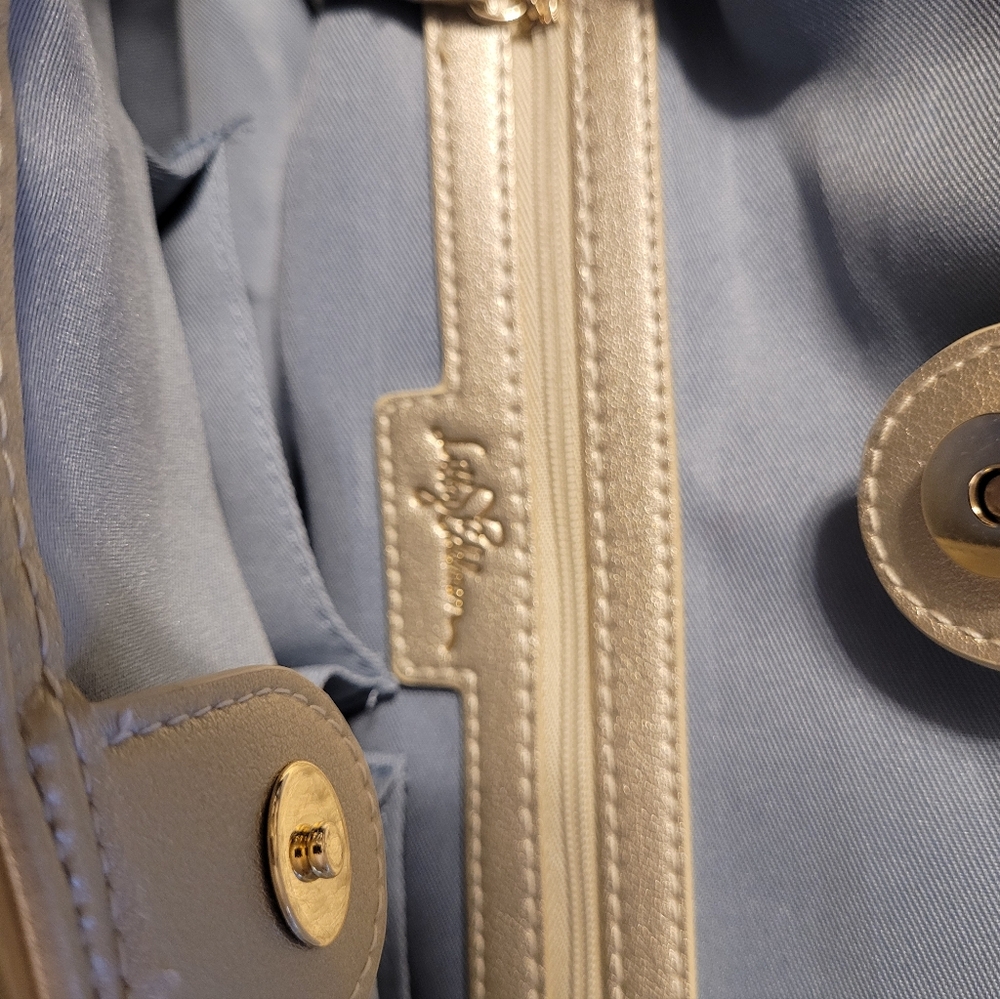 Libby Edelman Light Denim Blue/Gold Bali ToteBag With Matching Wristlet EUC - Picture 9 of 12